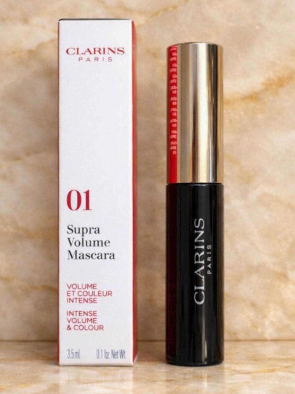 Clarins Supra Volume Mascara .1oz NIB Panthenol Lash Strengthening Intense Black